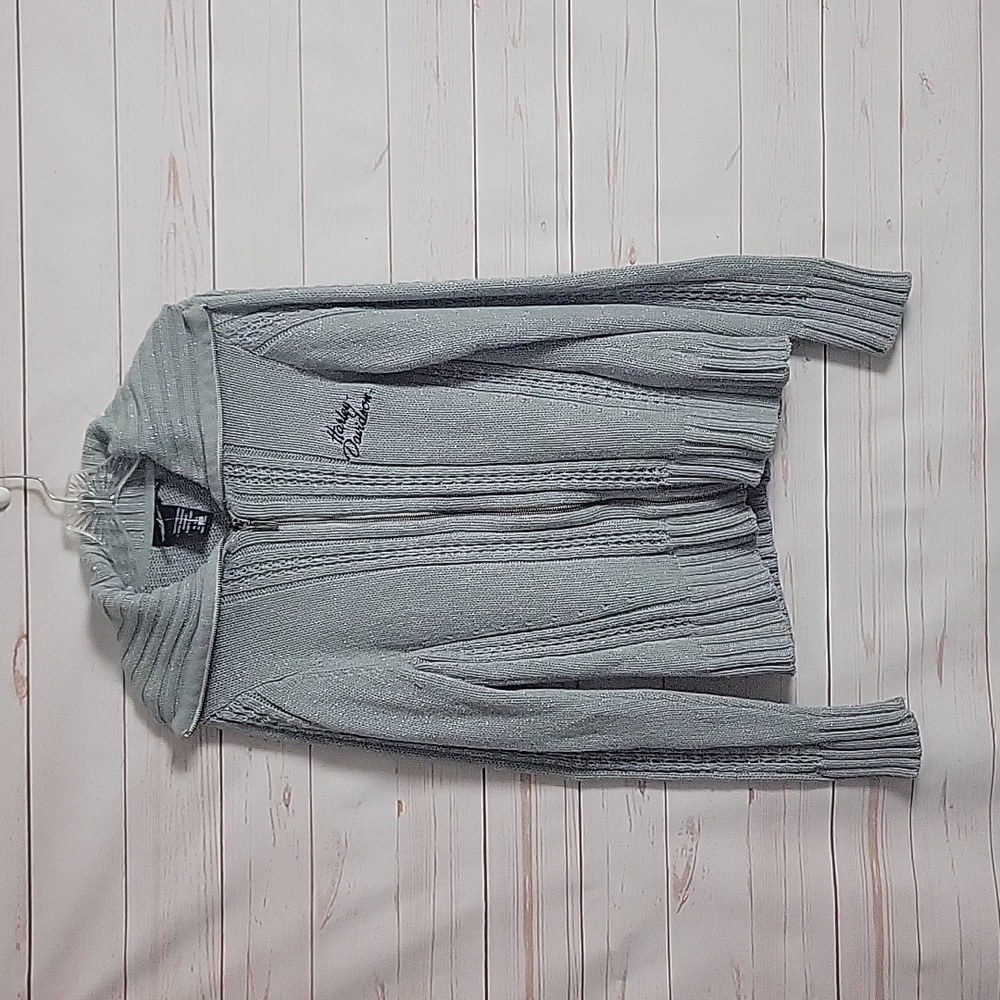 Harley Davidson Womens Full Zip Long Sleeve Turtleneck Sweater Jacket Sparkly L